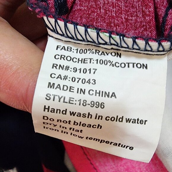 Luna Moon Boho Patchwork Peasant Blouse Women’s M Multicolor Rayon Floral - Picture 10 of 12